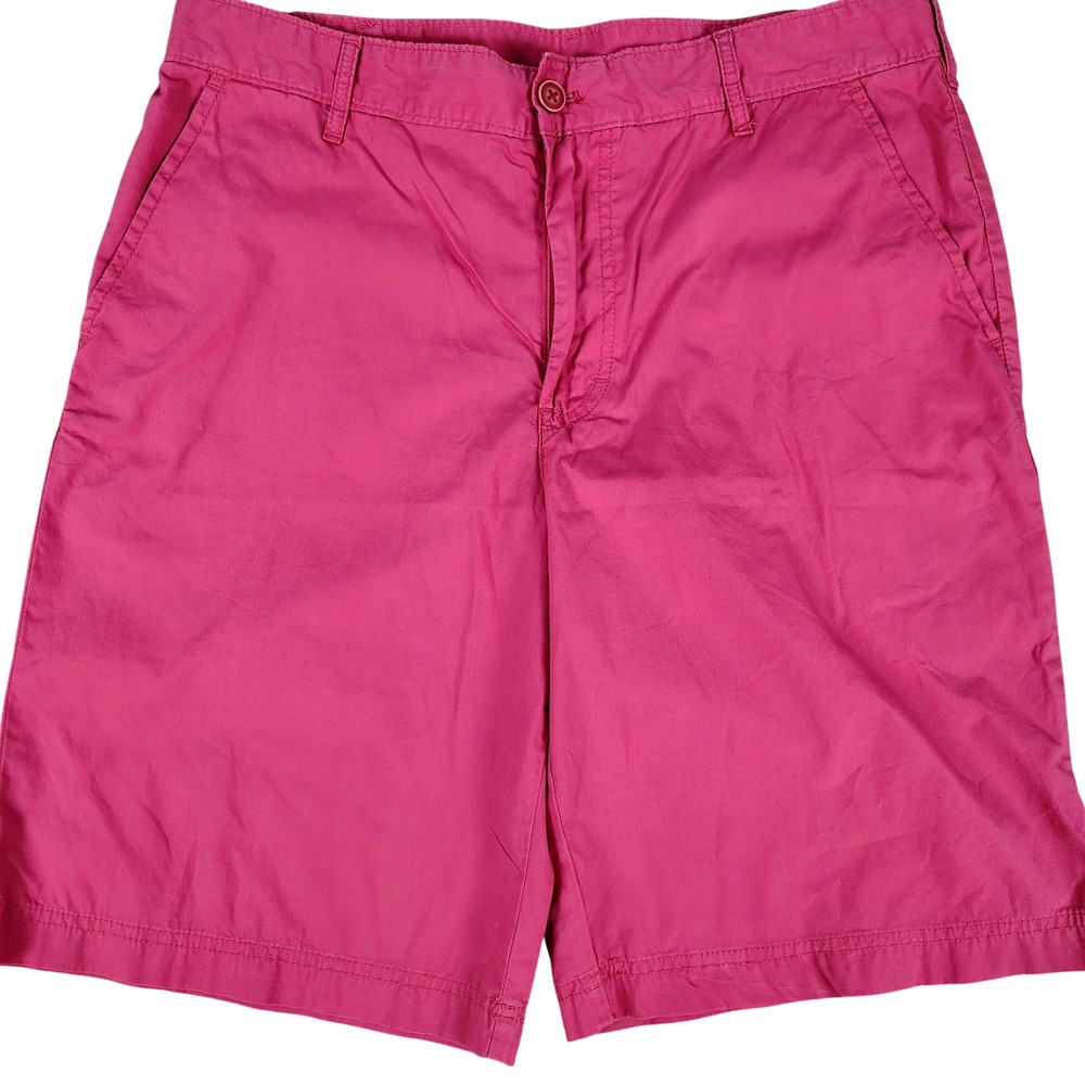 IZOD Mens SZ 34 Saltwater Chino Shorts Pink 100% Cotton Preppy Coastal